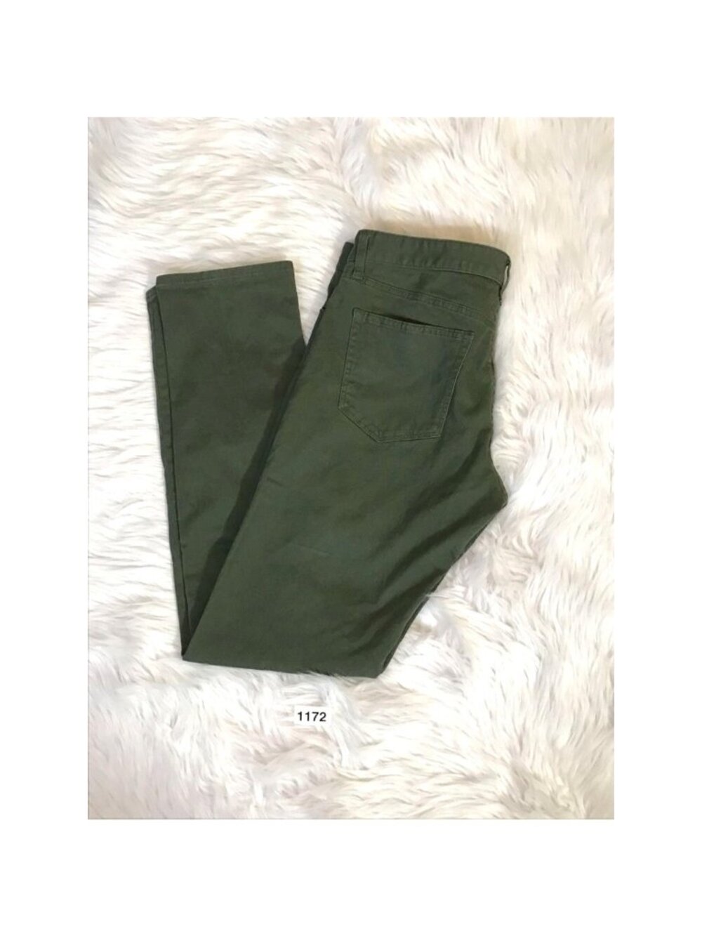 Uniqlo Mens 32x31 Straight Jeans Green Stretch Denim Pockets Low Rise Solid